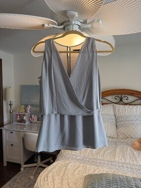 Theory Gray Silk Sleeveless Draped Blouse Size SP